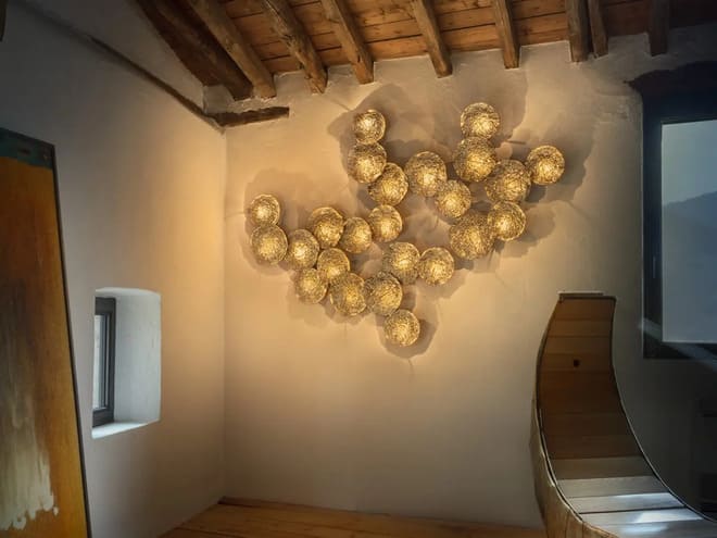 Lampada scultorea Gold Moon firmata Catellani &